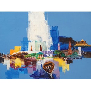 Syed Tanveer Shams, 15 x 21 Inch, Acrylic on Paper, Cityscape Painting, AC-STS-001